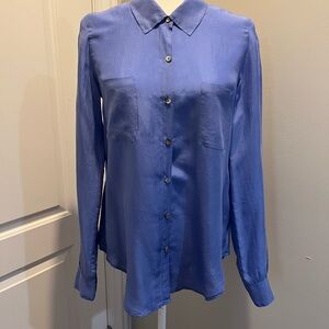 Calypso St. Barth Blue Button-Down 100% Silk